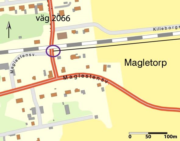 2.2 Val av lokalisering Gång- och cykelvägen lokaliseras söder om järnvägen och ansluts i väster till väg 2066 (Bäckaskogsvägen) och väg 2071 (Tobaksvägen) i öst, där cykling i blandtrafik åter sker.