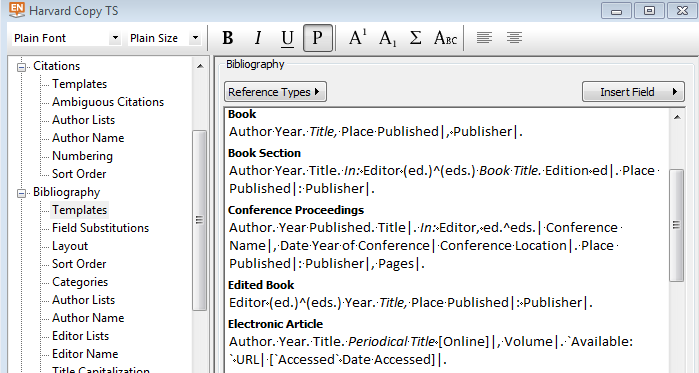 Några exempel på vad rubrikerna innebär: Ambigous citations Hur flera referenser från samma författare och årtal ska hanteras (till exempel med tillägg av a, b osv efter årtal) Author lists Hur