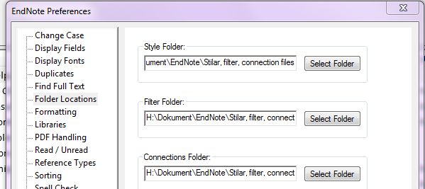 Ladda ner stilar (samt connection files, importfilter) från Endnote.