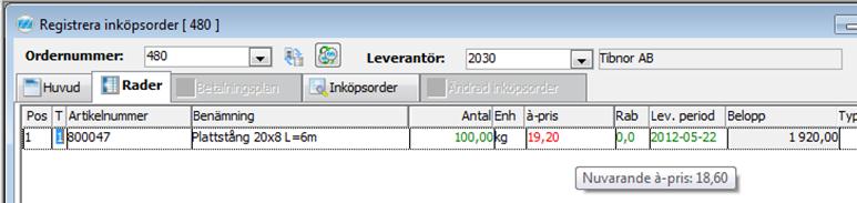 Ta emot/registrera leverantörsfaktura från Tibnor Att ta emot en leverantörsfaktura görs på samma sätt som att ta emot ett ordererkännande med draoch-släpp av XML-fil från ett e-postmeddelande.