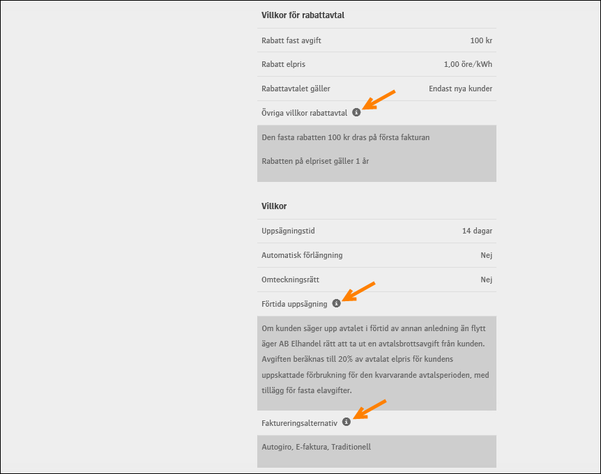 Även längre ned i förhandsgranskningen finns informationssymboler för Övriga