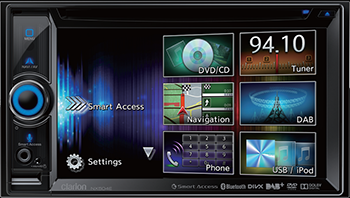 2-DIN DVD MULTIMEDIASTATION MED INBYGGD NAVIGERING/ SMART ACCESS DISPLAY & DESIGN Fast panelutformning Grafiskt användargränssnitt 6,2 tums digital LCD-skärm med WVGA-färg (LEDbakgrundsbelysning) 800