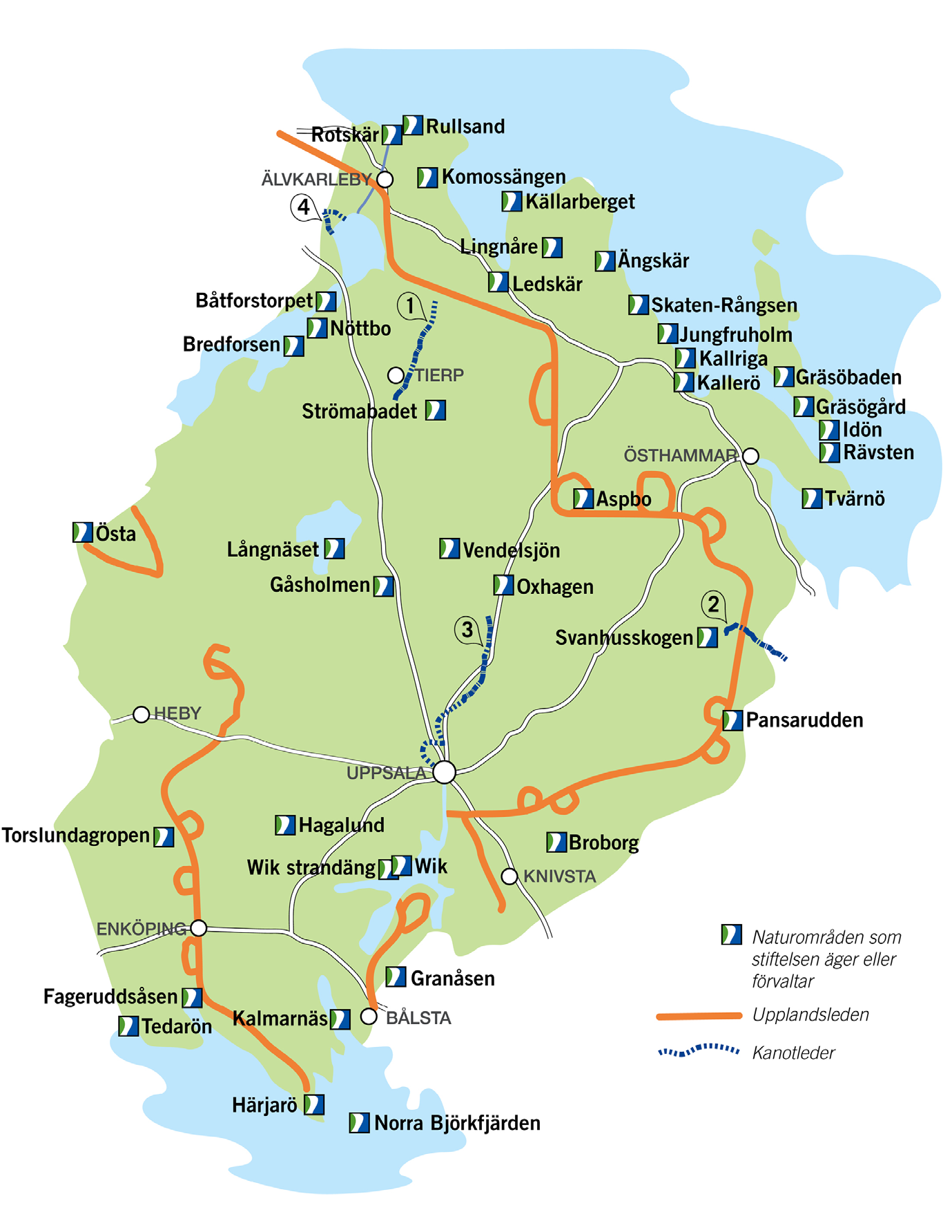 *) kulturreservat År Namn Areal totalt (ha) varav land (ha) Områden, till vilka stiftelsen enbart bidragit ekonomiskt 1990 Linnéstigen, Jumkil 14 14 1994 Hågadalen-Nåsten 285 285 1998 Fageröns