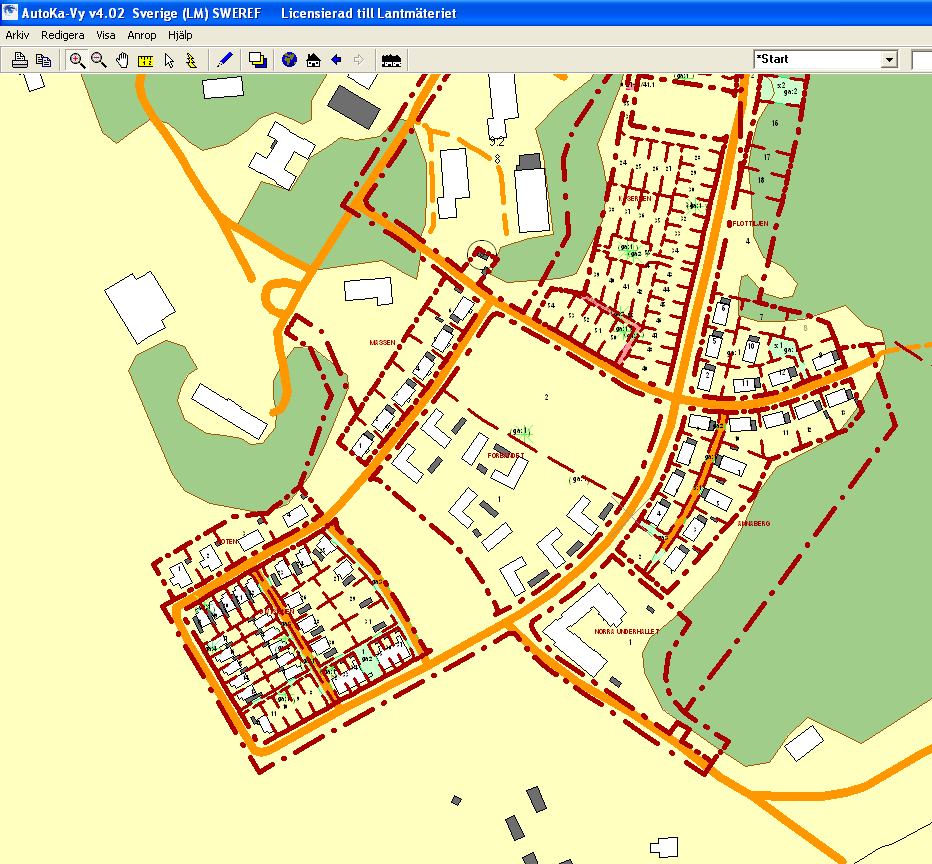 Utdrag ur Lantmäteriets grunddata (GGD) som visar uppdaterad information, byggnader och fastigheter