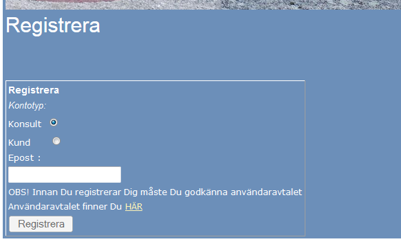 Knappen Registrera är än så länge