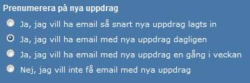 När du fyllt i (minst) obligatoriska uppgifter och klickat på Uppdatera öppnar sig fönstret där du kan välja prenumerationstyp.