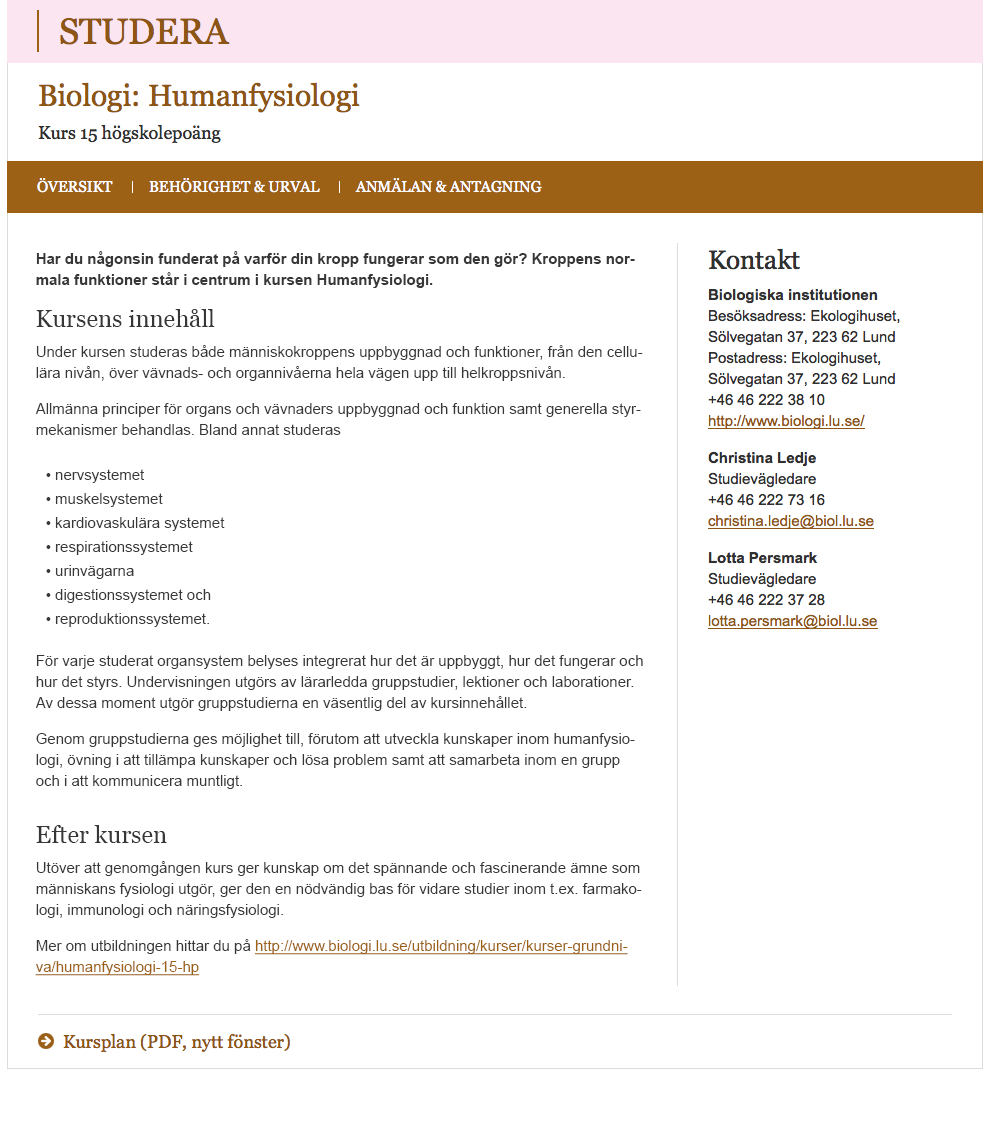 6 SKRIVA UTBILDNINGSBESKRIVNINGAR FÖR WEBBEN Tips för en bra utbildningspresentation Ingress Sammanfattar vad utbildningen innehåller. Ställ gärna en fråga och besvara den.