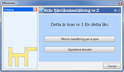 OBS! Det är bara titel- och låntagarinformation som sänds från Libris till Mikromarc i ett fjärrlånsärende därefter ansvarar du själv för att hålla fjärrlånsärendet i Mikromarc uppdaterat med korrekt