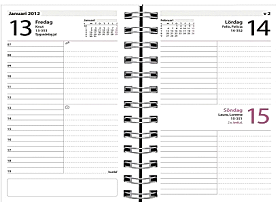 Format 95x170 mm. 70,43 8501112 Veckojournal 2012 mörkblått konstläder- 1112 En vecka/upp.