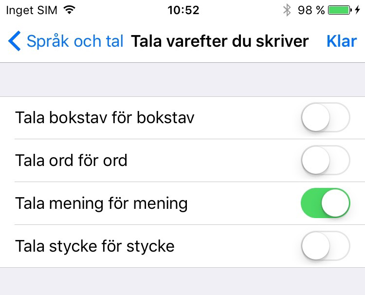 Ställ in språkhanteringen på Manuellt om du hellre använder ett tangentbord för alla språk och vill välja vilka språk som ska stödas bland de som Proloquo4Text har röster för.