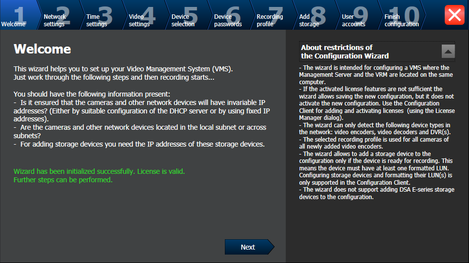 Bosch Video Management System Komma igång sv 45 Sidan Welcome Om anslutningen till Management Server inte kan upprättas så visas ett felmeddelande om problemet.