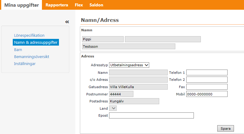 Mina uppgifter Lönespecifikation Under Mina uppgifter finner du bland annat dina lönespecifikationer, där ser du gamla lönespecifikationer samt den lönespecifikation som är aktuell nu, den aktuella