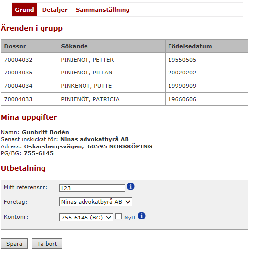 7.2 Skapa ny/ändra kostnadsräkning Klicka på Skapa till höger om ärendet i listan. Ändra en redan sparad kostnadsräkning som inte är inskickad genom att klicka på Ändra till höger om ärendet.