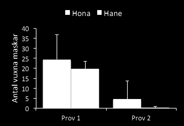 avmaskning med flubendazol. Första provet (2012-09-24) representerar 0-prov före avmaskning. Antalet parasitägg påvisades med MiniFlotac-metoden. Medelantalet adulta A. galli.