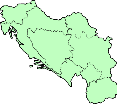 Jugoslaviens indelning i nio provinser (banovine) i enlighet med författningen från 1931.