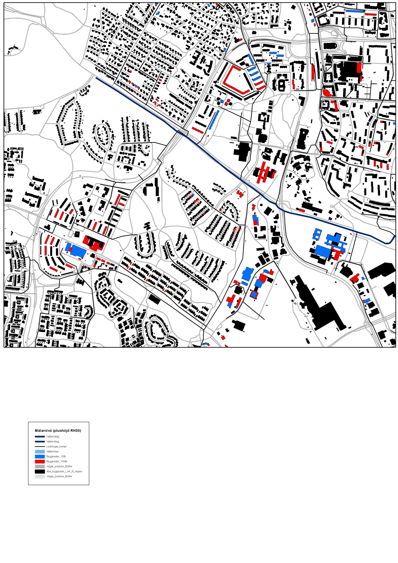 Riskanalys kartering + GIS-skikt Återkomsttid Byggnader 10 år 228 100 år 709 100 år framtid 1195 Bostadshus Bostadshus med källare Vägar Ålderdomshem/vårdhem