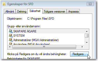 Normalt ska SFD installeras under c:\program\ (c:\program files\). 1.