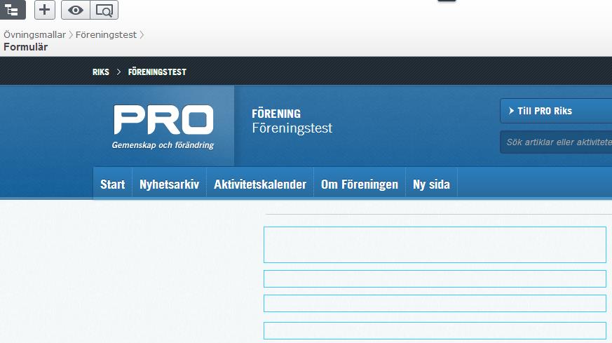 Spara och hantera formulär. När du klickar på knappen välj formulärsida ser mallen i stort sett likadan ut som en vanlig sida. Du kan skriva Rubrik, ingress och ett huvuvinnehåll i editorn.