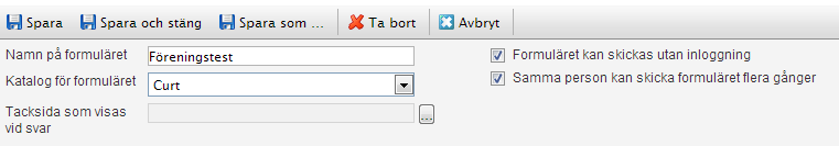 Knapp När besökaren fyllt i formuläret behöver de en knapp för att sända iväg svaren. Markera cellen där du vill ha knappen och ange nedanstående egenskaper.