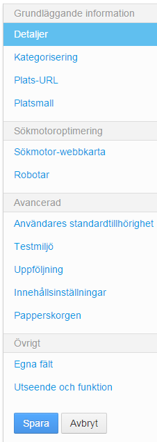 Sökmotor Webbkarta Här kan du skicka information om webbplatsen till Google och Yahoo. Vi rekommenderar att du först ser över metadata för sökoptimering, under Administration Sidor SEO.