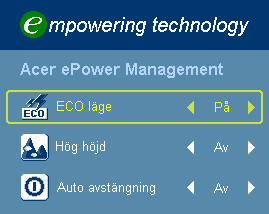 16 Acer Empowering-teknologi Empowering -knapp Acer Empowering knappen ger tre unika Acer funktioner: "Acer eview Management", "Acer etimer Management" och "Acer eopening Management".