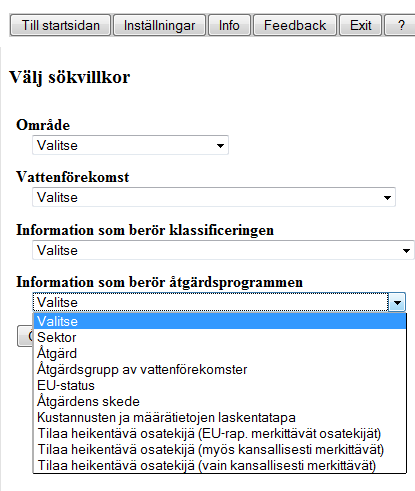 Åtgärder Sektorvis information Information per