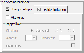 Första steg På fliken Diagnos / Service kan du välja serviceinställningar för diagnosstopp och feldeblockering samt konfigurera diagnos via ASi-buss. Fig 3.
