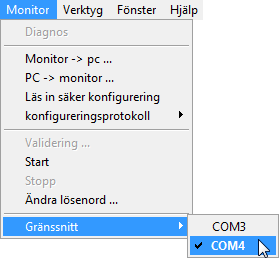 Första steg 3.3.2 Val av seriellt gränssnitt Vid programstart frågar asimon om och till vilket seriellt gränssnitt (COM-port) på datorn en AS-interface Säkerhetsmonitor ansluts.