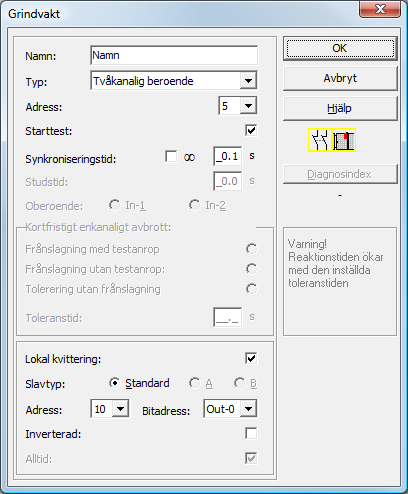 Tvåkanalig beroende Symbol Funktionskomponent Tvåkanalig beroende säkerhetsingång Typ Beteckning i konfigureringsprotokollet 21 double channel dependent safety input Varianter utan startest SUBTYPE: