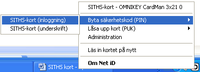 Byte av säkerhetskod på kortet För att byta säkerhetskod på kortet gör du så här: Sätt i ditt kort i kortläsaren.