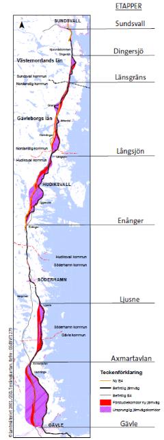 jämfört med idag Etappvis utbyggnad, prioriterade sträckor anslutning i Sundsvall anslutning