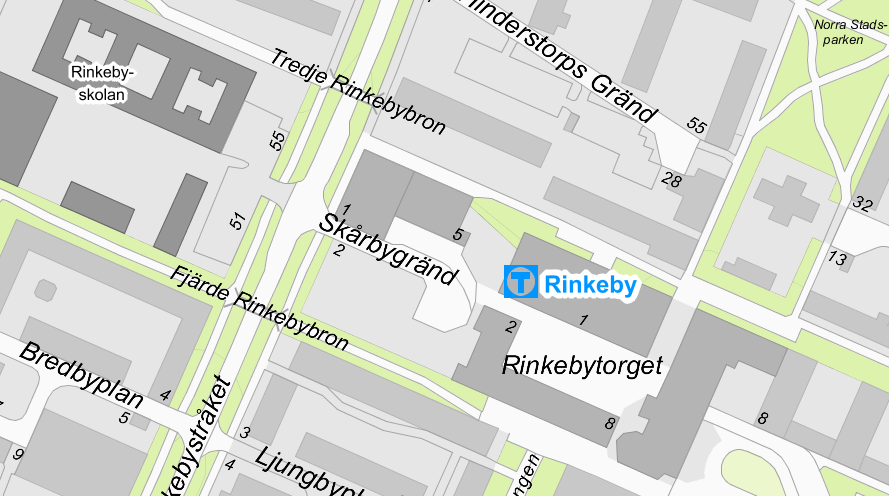 Rinkeby torg år 2012 Rinkeby började byggas år 1968, år 1971 invigdes Rinkeby centrum och Rinkeby Galleria stod klar år 1996.