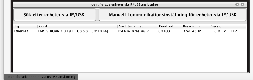 Ny centralapparat lares 1. Ange namnet för objektet, i detta fall namnet på Lab. platta X, namnet finns på en etikett på Laborationsplattan. 2. Välj komplett programmeringsträd. Tryck OK.