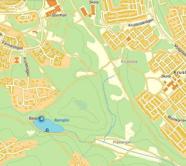 Elljusspår mot Tyresö C Nya sträckningar i skogen på befintliga stigar Befintligt elljusspår Förlängning av elljusspår mot Prästängen och föreslaget stråk mot Alby friluftsgård Nytt stråk mot Alby