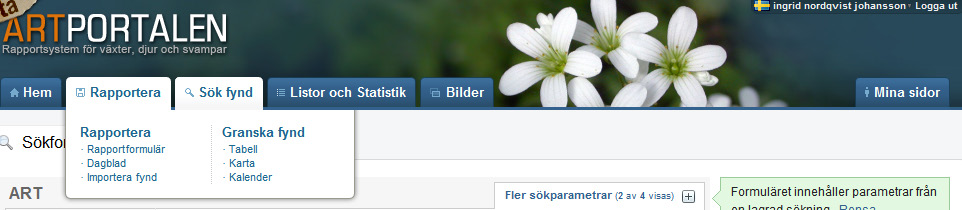 Kontrollera att du använder den en aktuell version av kalkylbladet när du ska rapportera. Via Rapportera > Importera fynd kan Excelmallen laddas ner via länken Ladda ner Excelmall. Viktigt!