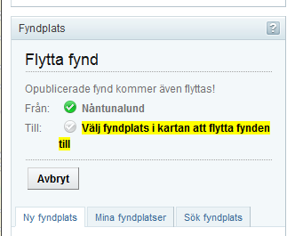April 05 artportalen.se 5. Polygon (skapa). Väljs för att rita in en polygon/yta som ny fyndplats. 6. Polygon (ändra). Används för att ändra egna polygonfyndplatser. Obs!