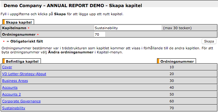 Skapa kapitel När du har skapat ett projekt ska du förbereda det för att ta emot dokument. Det gör du genom att skapa kapitel.