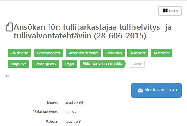 10.11.2015 21 4.1.7. Personligt brev Här kan du skriva ditt personliga brev. Det personliga brevet kan maximalt ha 10 000 tecken. 4.1.8.