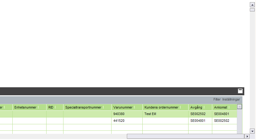 Egna inställningar Det finns möjlighet att sortera om kolumnerna i sökresultatet. 1.