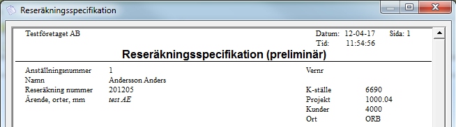 FLEX Reseräkning - Användarmeddelande (maj 2012) 4 Konteringar på reseräkningsspecifikation Rapporten Reseräkningsspecifikation har byggts om så att