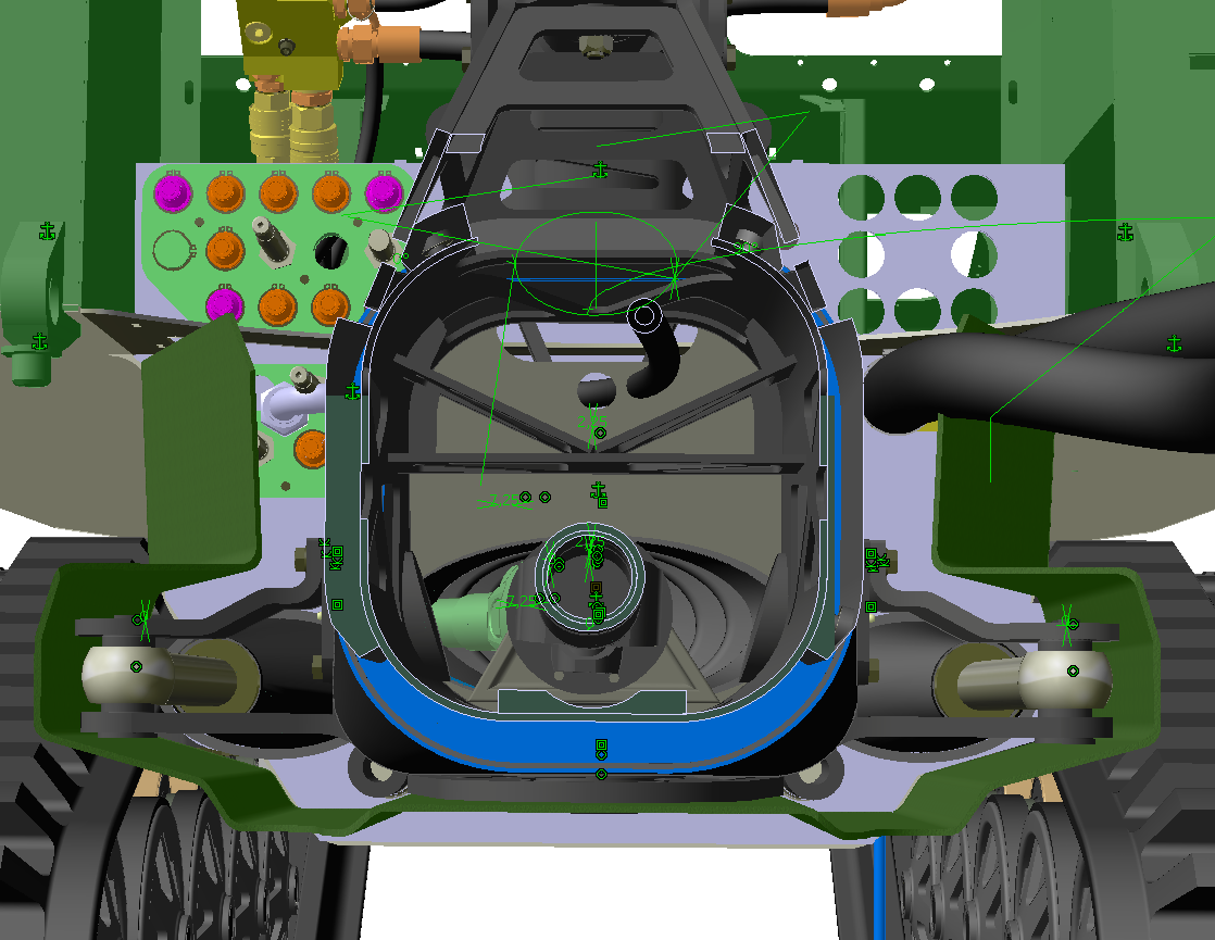 6.4 Elkablar, vatten- och hydraulslangar samt bränsle- och bromsledningar Kabeln som försörjer bakvagnen med elektricitet skall tillsammans med hydraulslangarna, bränsle- och bromsledningarna, ledas