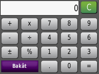 Använda verktygen Kalkylator 1. Tryck på Verktyg > Kalkylator. 2. Ange det första talet. 3. Tryck på ett räknesätt (, x, - eller +). 4. Ange det andra talet. Tryck på. om du vill lägga till en decimal.