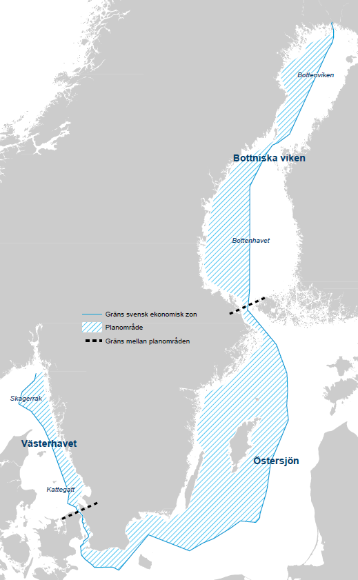 Havsplanering i Sverige Kommunal planering enligt Plan- och bygglagen (PBL) sedan 1987 Ny statlig fysisk planering av havet miljöbalken 1 september 2014 från 1 nautisk mil utanför baslinjen Tre