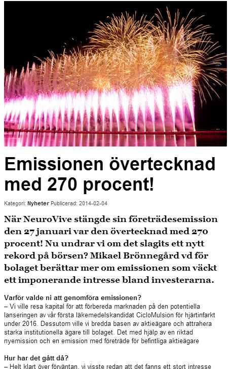 Investerarbrevet Aktivitet Artiklar i Investerarbrevet såväl inför som under emissionsperioden