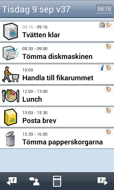 samtidigt Lista med färdiga timers Timern läggs