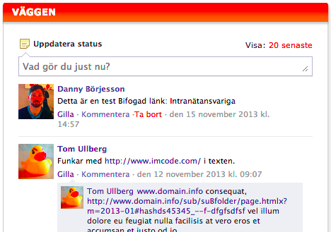 Facebookliknande chattmöjlighet På startsidan finns en sammanfattning av Min sida som ger mig direktaccess till mina egna bokmärken och till de funktioner jag själv anser viktigast, (t ex Personal-