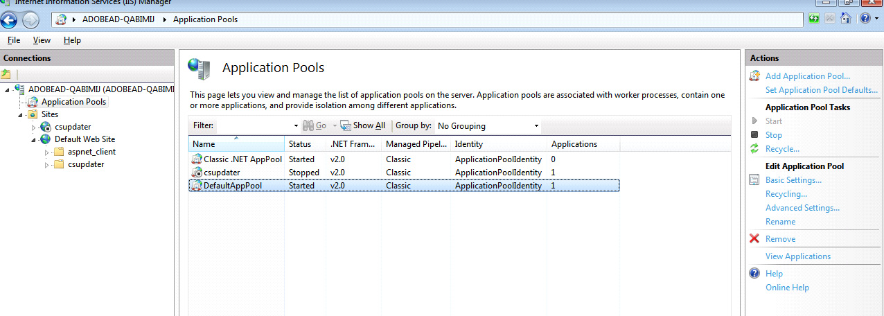 Adobe Update Server Setup Tool Konfigurera IIS Server 7 130 4. Lägg till modulmappning för filnamnstilläggen XML, CRL, ZIP, DMG och SIG. En exempeldialogruta för XML visas nedan. OBS!