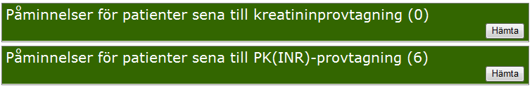 Alt. 2 Patientens värde är inte inmatat När en planerad provtagningstid saknar inmatat värde i Auricula, så kommer patienten att listas 1 vecka efter planerad provtagning.