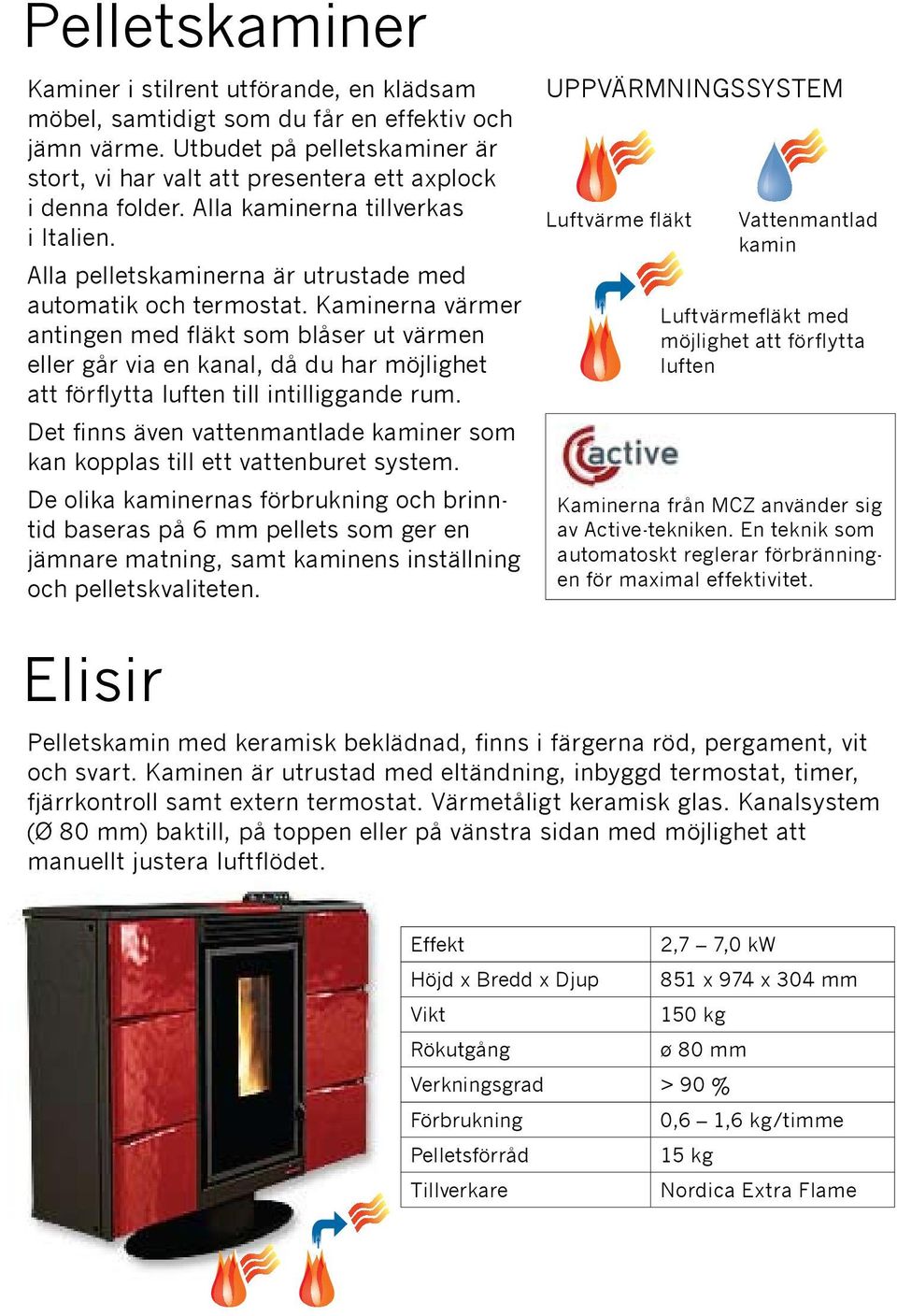 Kaminerna värmer antingen med fläkt som blåser ut värmen eller går via en kanal, då du har möjlighet att förflytta luften till intilliggande rum.