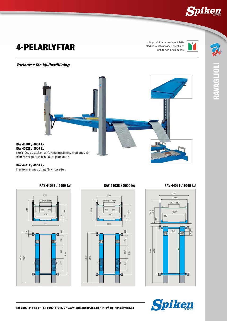 bakre glidplattor. 4401T / 4000 kg Plattformar med uttag för vridplattor.